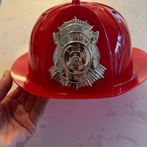 Red Firefighter Hat with Silver Emblem